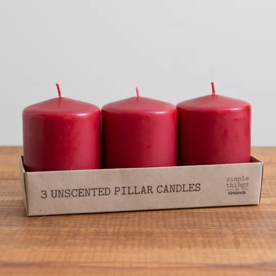 Kirkland's Home 4 In. Burgundy Pillar Candles, Set Of 3- Candles