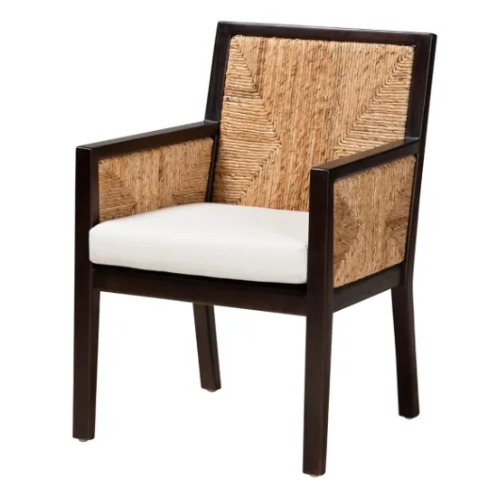 Kirkland's Home Abaca And Mahogany Dining Chair With Arms- Dining Chairs
