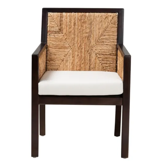 Kirkland's Home Abaca And Mahogany Dining Chair With Arms- Dining Chairs