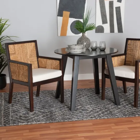 Kirkland's Home Abaca And Mahogany Dining Chair With Arms- Dining Chairs