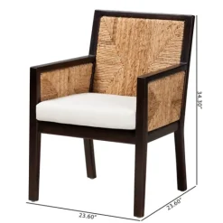 Kirkland's Home Abaca And Mahogany Dining Chair With Arms- Dining Chairs