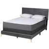 Kirkland's Home Abba Velvet Ribbed Queen Bed Frame- Beds & Headboards
