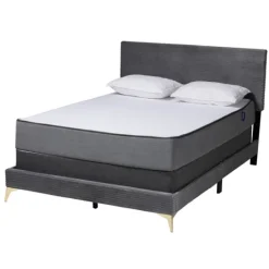 Kirkland's Home Abba Velvet Ribbed Queen Bed Frame- Beds & Headboards