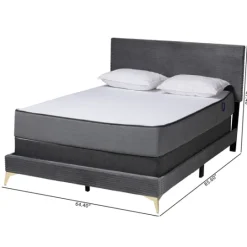 Kirkland's Home Abba Velvet Ribbed Queen Bed Frame- Beds & Headboards