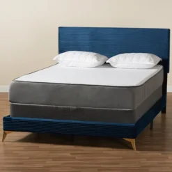 Kirkland's Home Abba Velvet Ribbed Queen Bed Frame- Beds & Headboards