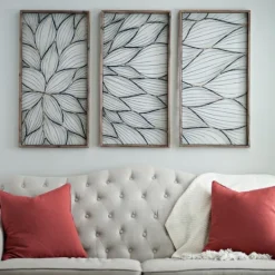 Kirkland's Home Abstract Floral Panel Plaques, Set Of 3- Wall Plaques