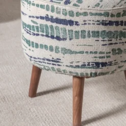 Kirkland's Home Abstract Lines Wood Ottoman Stool- Benches & Ottomans