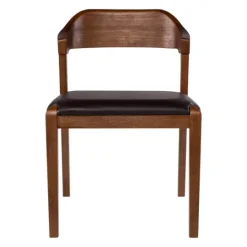 Kirkland's Home Acacia Wood And Faux Leather Dining Chair- Dining Chairs