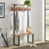Kirkland's Home Acacia Wood Modern Storage Hooks Hall Tree- Entryway Furniture