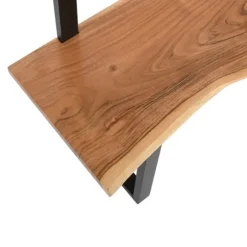 Kirkland's Home Acacia Wood Modern Storage Hooks Hall Tree- Entryway Furniture