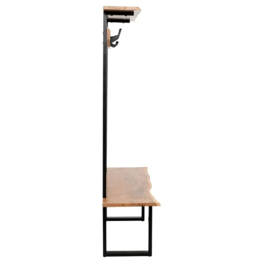 Kirkland's Home Acacia Wood Modern Storage Hooks Hall Tree- Entryway Furniture