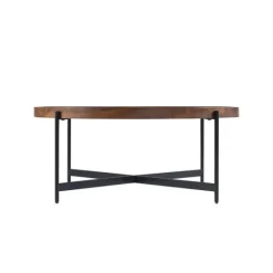 Kirkland's Home Acacia Wood Round Tray Top Coffee Table- Coffee Tables