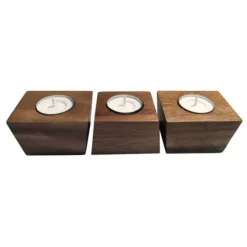 Kirkland's Home Acacia Wood Tealight Holders, Set Of 3- Candle Holders