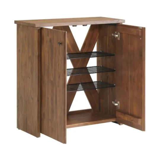 Kirkland's Home Acacia Wood X Back Storage Shoe Cubbie- Entryway Furniture