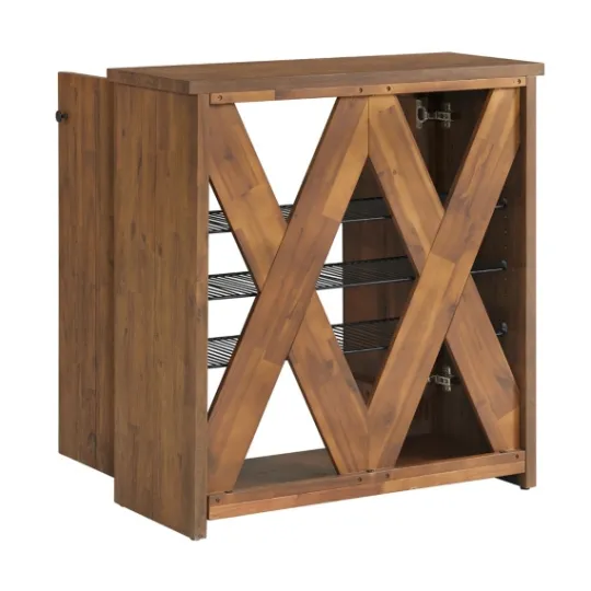 Kirkland's Home Acacia Wood X Back Storage Shoe Cubbie- Entryway Furniture