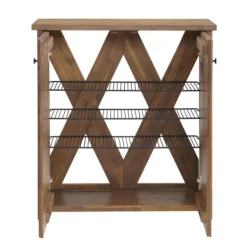 Kirkland's Home Acacia Wood X Back Storage Shoe Cubbie- Entryway Furniture