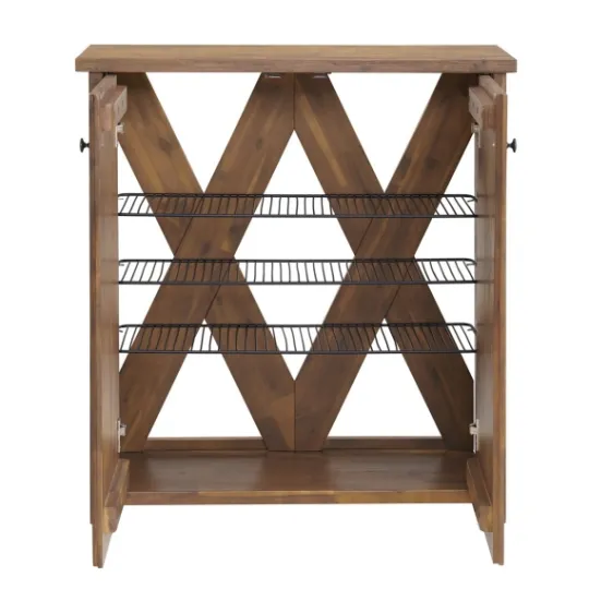 Kirkland's Home Acacia Wood X Back Storage Shoe Cubbie- Entryway Furniture