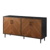 Kirkland's Home Acorn And Black Chevron Door Tv Stand- Tv Stands & Media Consoles