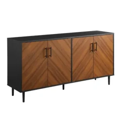 Kirkland's Home Acorn And Black Chevron Door Tv Stand- Tv Stands & Media Consoles