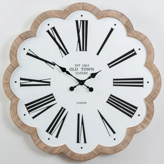 Kirkland's Home Adelyn Scalloped Edge Wood Clock- Clocks