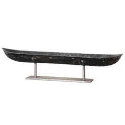 Kirkland's Home Aged Black Distressed Canoe Bowl- Decorative Bowls & Jars
