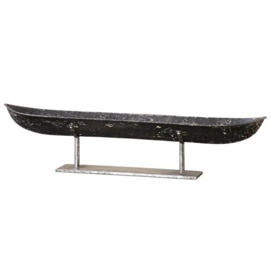 Kirkland's Home Aged Black Distressed Canoe Bowl- Decorative Bowls & Jars