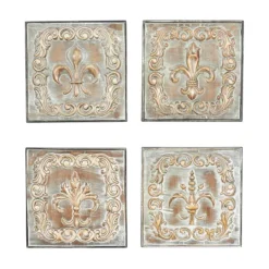 Kirkland's Home Aged Brass Fleur-De-Lis 4-Pc. Panel Wall Art- Wall Plaques