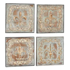 Kirkland's Home Aged Brass Fleur-De-Lis 4-Pc. Panel Wall Art- Wall Plaques