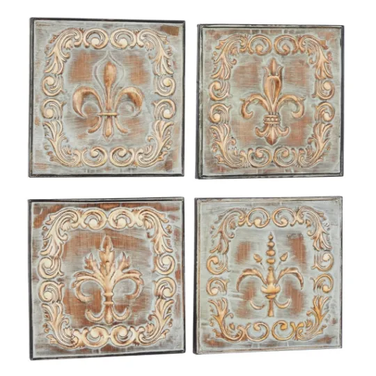 Kirkland's Home Aged Brass Fleur-De-Lis 4-Pc. Panel Wall Art- Wall Plaques