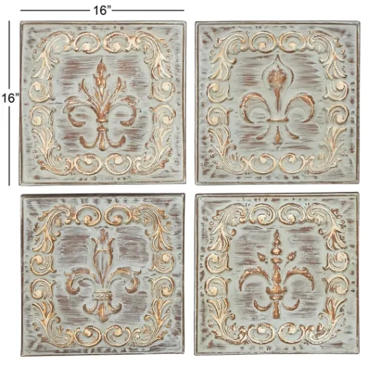 Kirkland's Home Aged Brass Fleur-De-Lis 4-Pc. Panel Wall Art- Wall Plaques