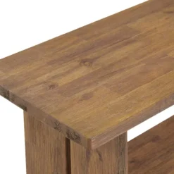 Kirkland's Home Aged Brown Acacia Wood Board Bench- Benches & Ottomans