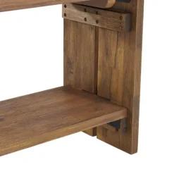 Kirkland's Home Aged Brown Acacia Wood Board Bench- Benches & Ottomans