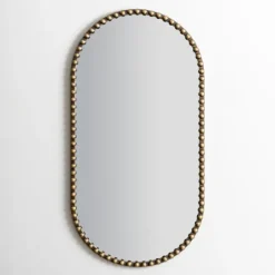Kirkland's Home Aged Gold Beaded Frame Metal Wall Mirror- Decorative Mirrors
