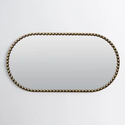 Kirkland's Home Aged Gold Beaded Frame Metal Wall Mirror- Decorative Mirrors