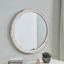 Kirkland's Home Aged Wood Round Mirror- Decorative Mirrors