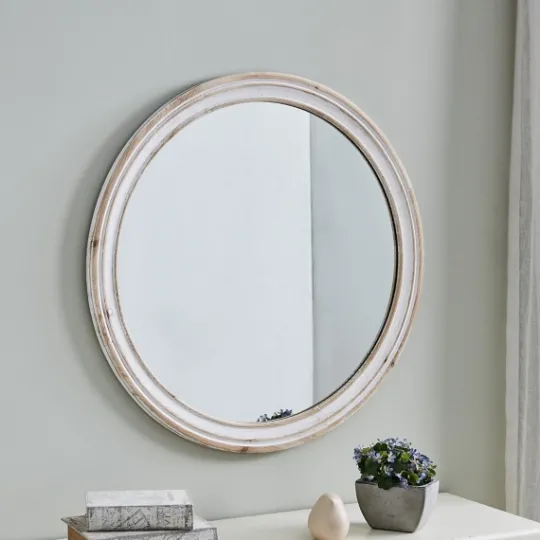 Kirkland's Home Aged Wood Round Mirror- Decorative Mirrors
