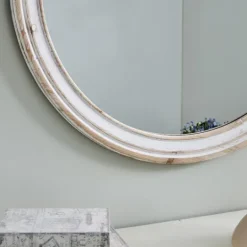 Kirkland's Home Aged Wood Round Mirror- Decorative Mirrors