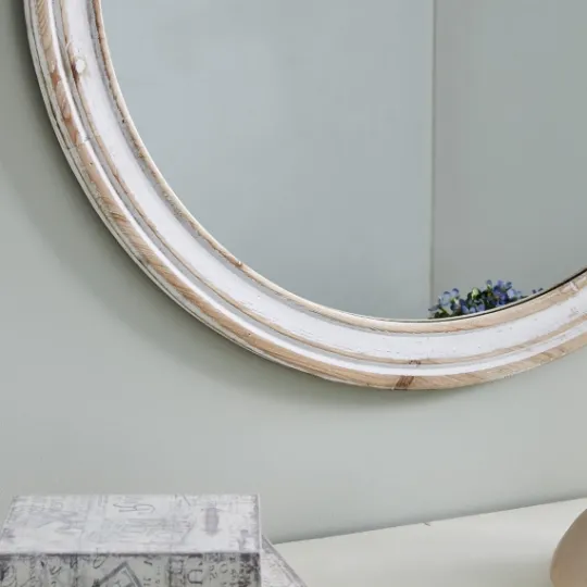 Kirkland's Home Aged Wood Round Mirror- Decorative Mirrors