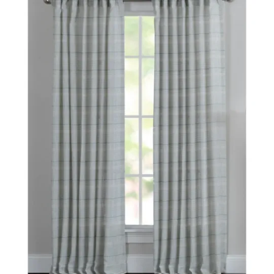 Kirkland's Home Aloe Plaid Pleated Single Curtain Panel, 84 In.- Curtains & Drapes