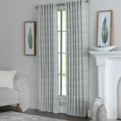 Kirkland's Home Aloe Plaid Pleated Single Curtain Panel, 84 In.- Curtains & Drapes