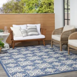 Kirkland's Home Aloha Blue Geometric Indoor/Outdoor Area Rug, 6X9- Outdoor Rugs