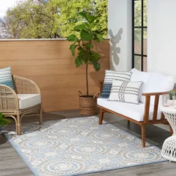 Kirkland's Home Aloha Blue Medallion Indoor/Outdoor Area Rug, 5X7- Outdoor Rugs