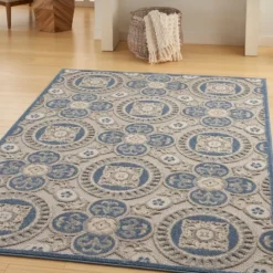 Kirkland's Home Aloha Blue Medallion Indoor/Outdoor Area Rug, 5X7- Outdoor Rugs