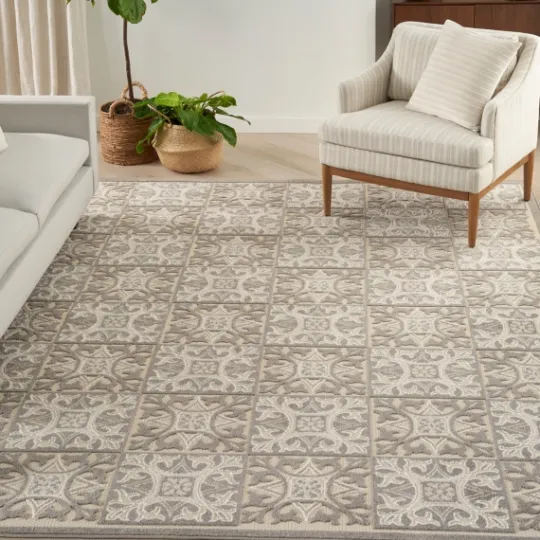 Kirkland's Home Aloha Ivory Geometric Indoor/Outdoor Area Rug, 6X9- Outdoor Rugs