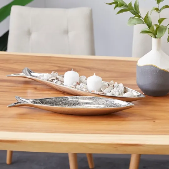 Kirkland's Home Aluminum Metallic Fish Trays, Set Of 2- Decorative Trays