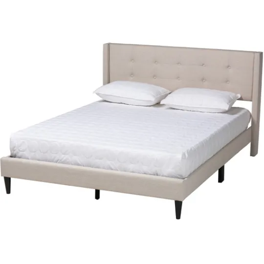 Kirkland's Home Amala Beige Button Tufted Queen Bed Frame- Beds & Headboards