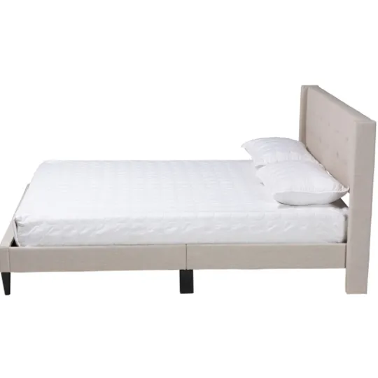 Kirkland's Home Amala Beige Button Tufted Queen Bed Frame- Beds & Headboards