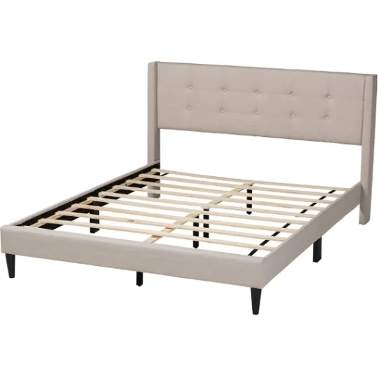 Kirkland's Home Amala Beige Button Tufted Queen Bed Frame- Beds & Headboards