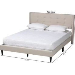 Kirkland's Home Amala Beige Button Tufted Queen Bed Frame- Beds & Headboards