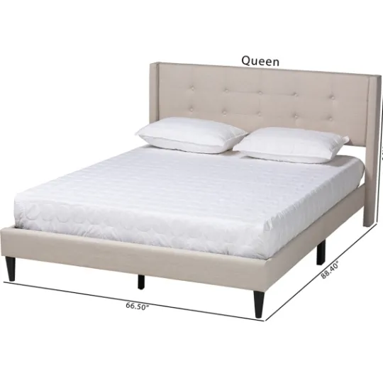 Kirkland's Home Amala Beige Button Tufted Queen Bed Frame- Beds & Headboards